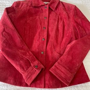 Coldwater Creek Women’s Snap Closure Red  Leather Suede Jacket Sz PL MSRP $99